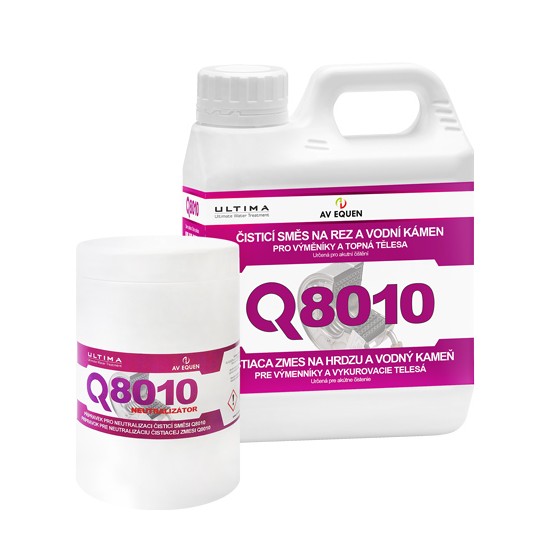 Čistiaca zmes Q8010 na hrdzu a vodný kameň pre výmenníky a vykurovacie telesá 1l + neutralizátor (5-10% objemu čistiacej zmesi)
